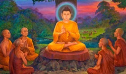 Gautama Buddha with disciples